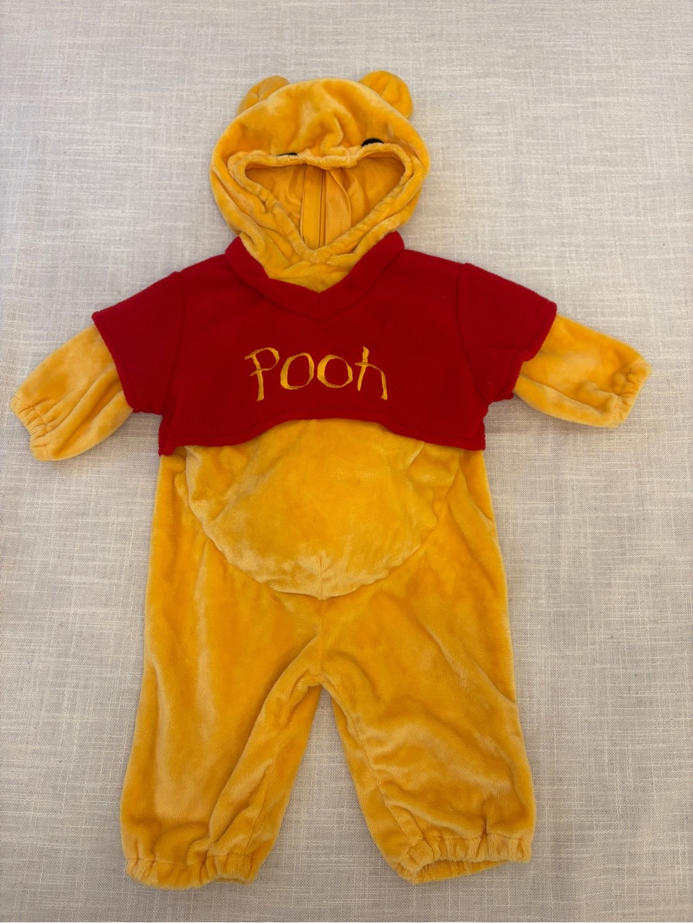 Disney Winnie the Pooh Plush Hooded One-Piece in Yellow and Red